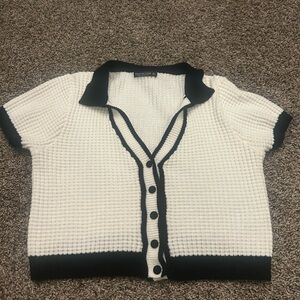 Chic Black and Cream Cardigan Sweater